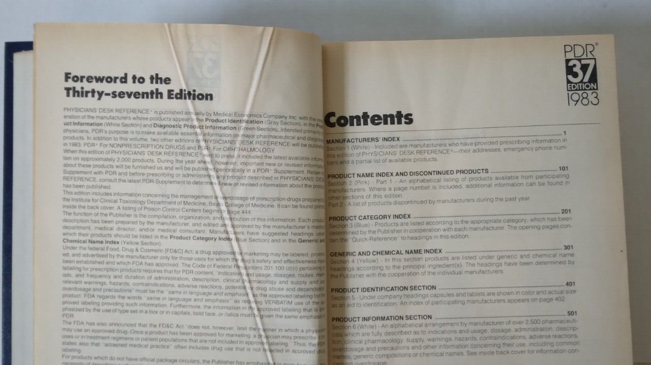 Physicians Desk Reference RN Edition 1983 PDR 37 Book