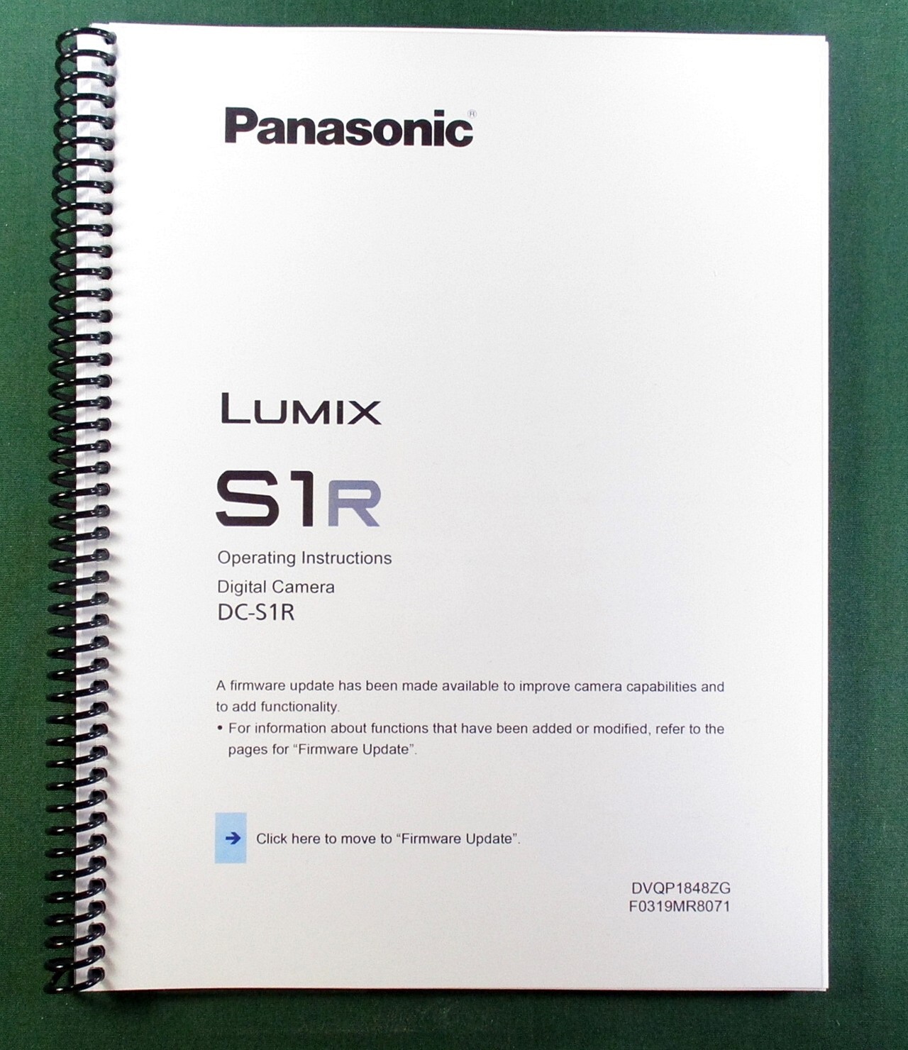 Panasonic Lumix DC-S1R Operating Instructions Manual: 565 Pages & Clear Covers!