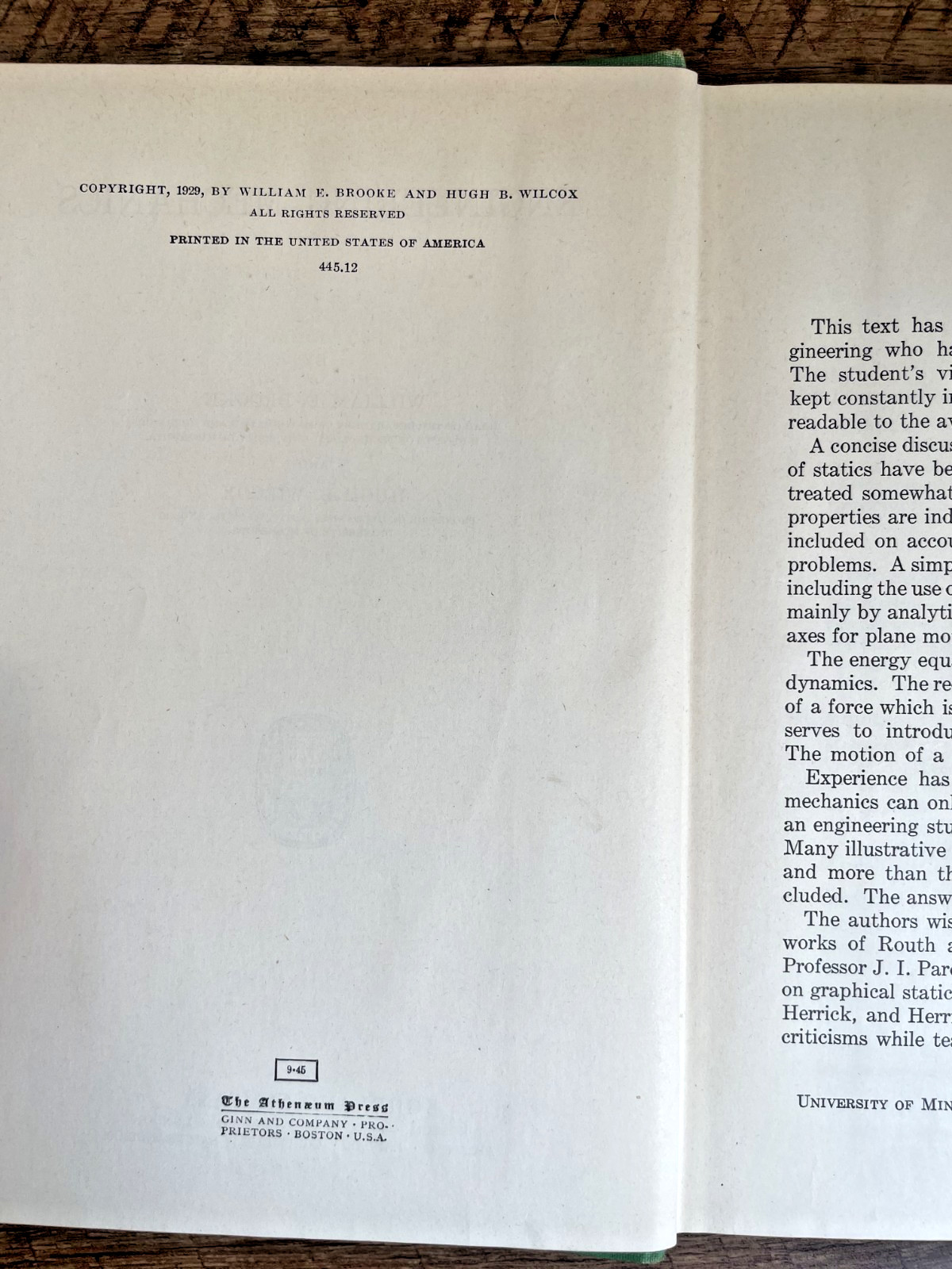 Engineering Mechanics By William E. brooke and Hugh wilcox 1929 Ginn And Company