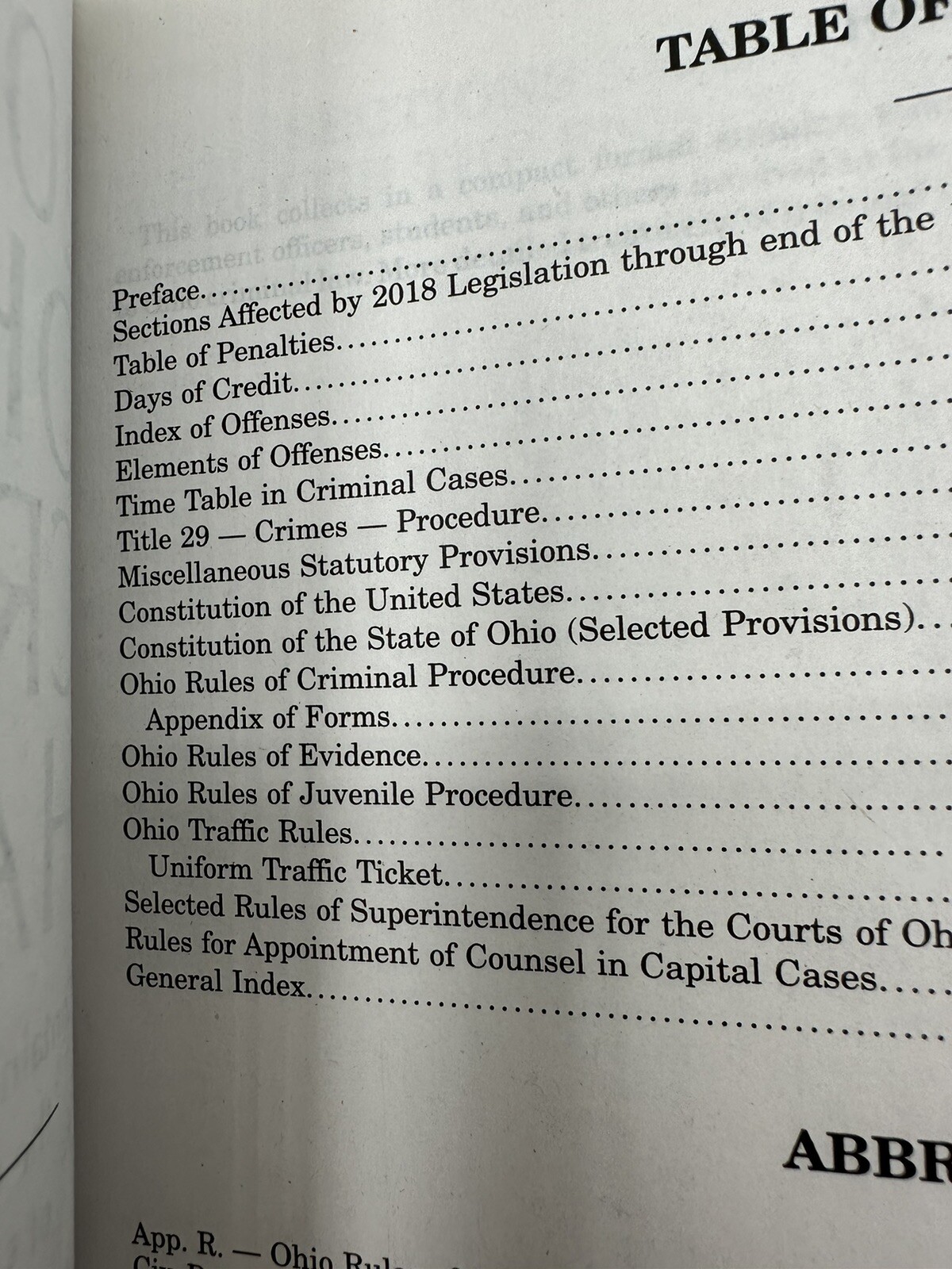 2019-1 Ohio Criminal Law Handbook LexisNexis Rare Paperback
