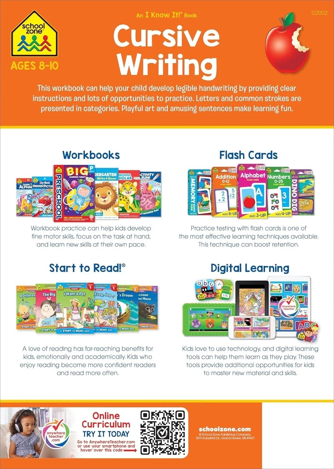 Cursive Workbook Writing Handwriting Practice Tracing Letters Ages 8 to 10 – NEW