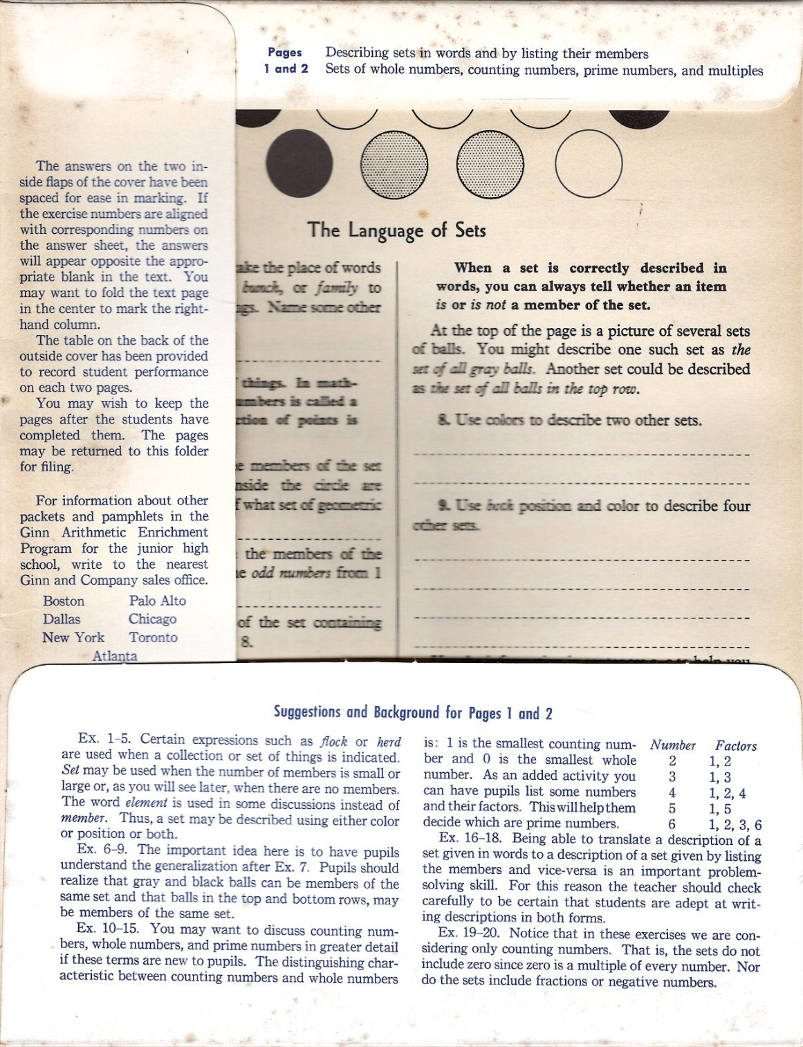 Understanding and Using Sets, Ginn Arithmetic Enrichment Program 1962 John Marks