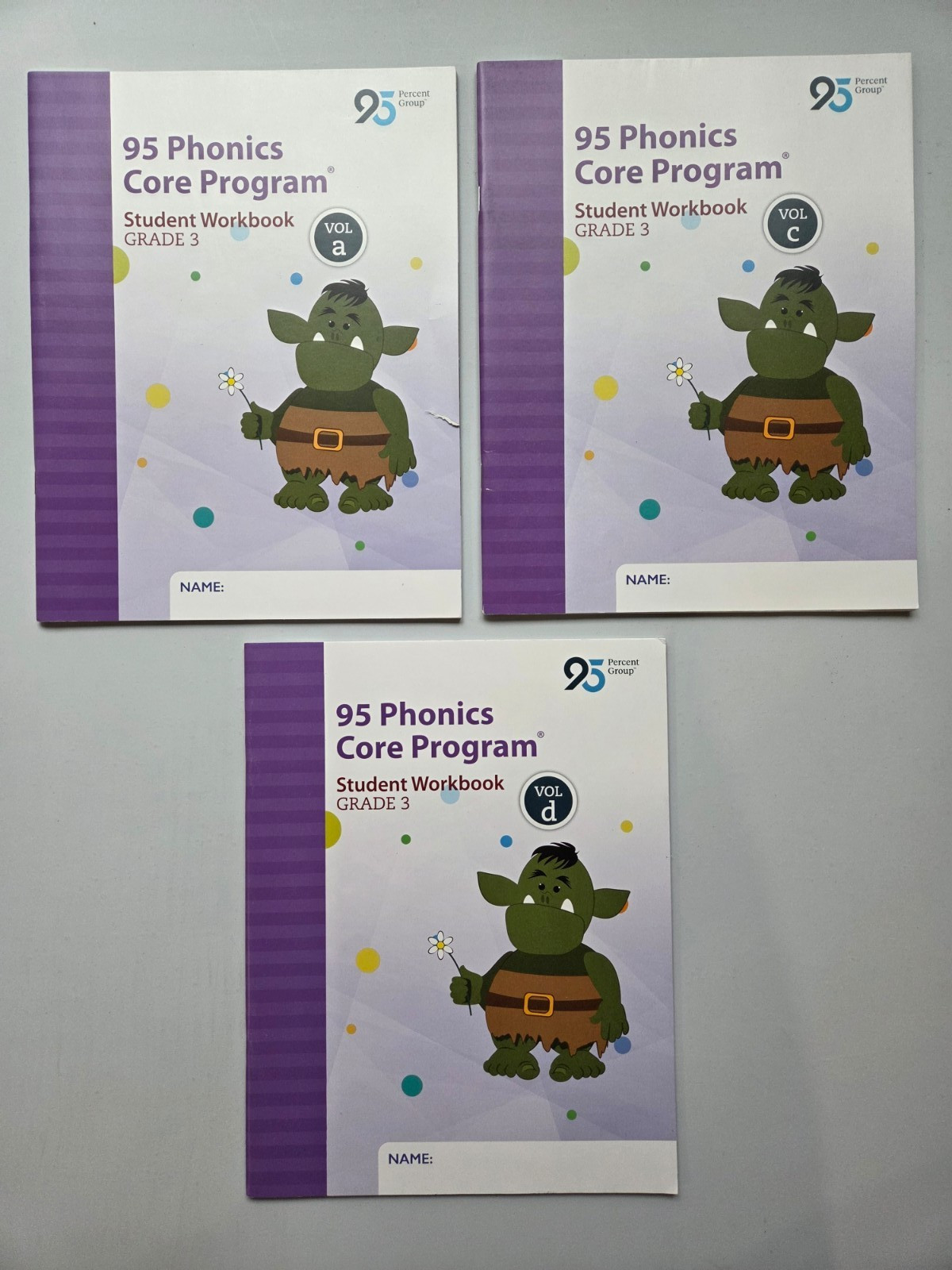 95 Phonics Core Program , Student Workbook, Grade 3 , Volumes a, c and d only