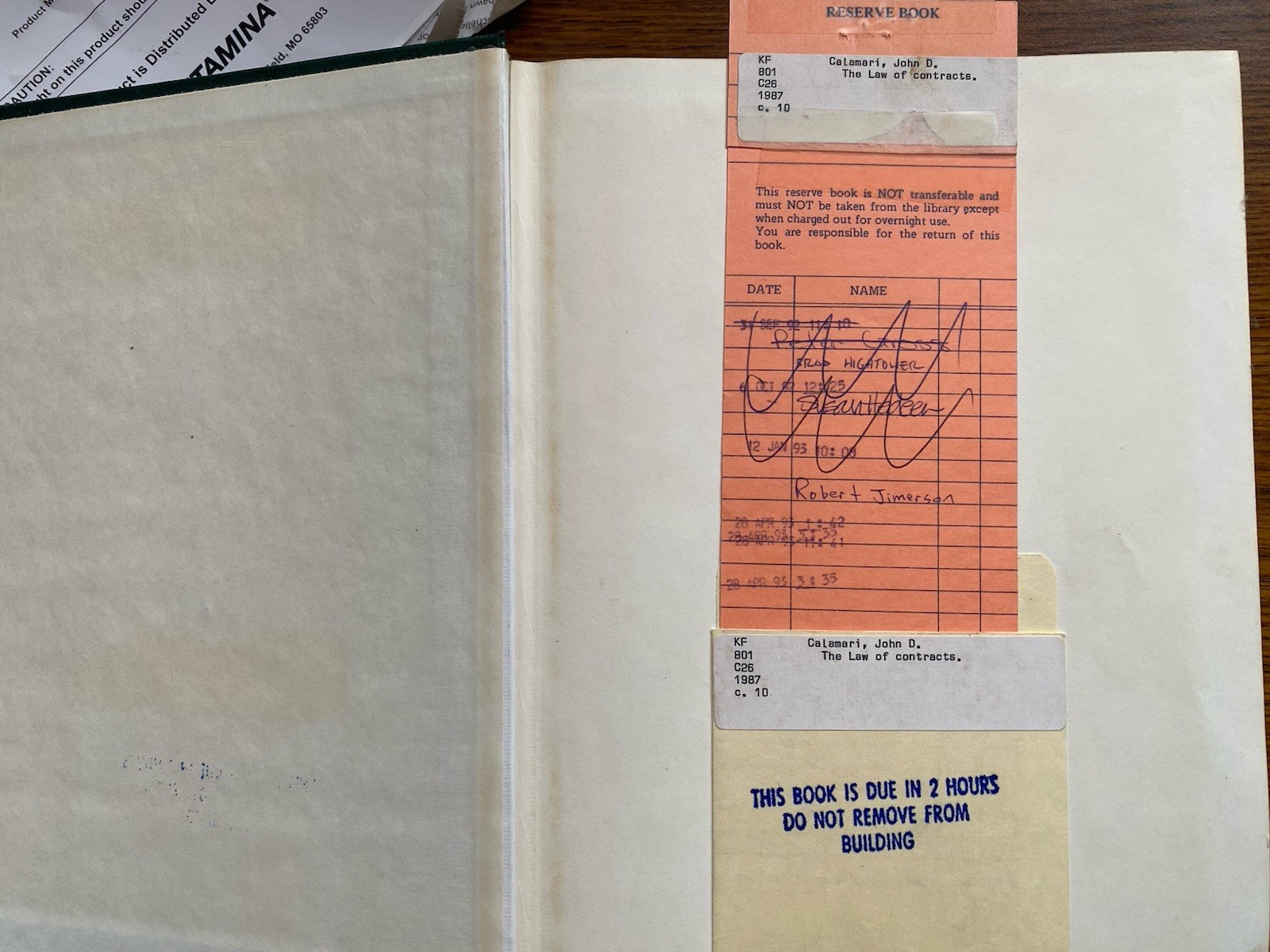 Contracts 3rd Edition Calamari & Perillo Hornbook Series 1987 West Publishing Co