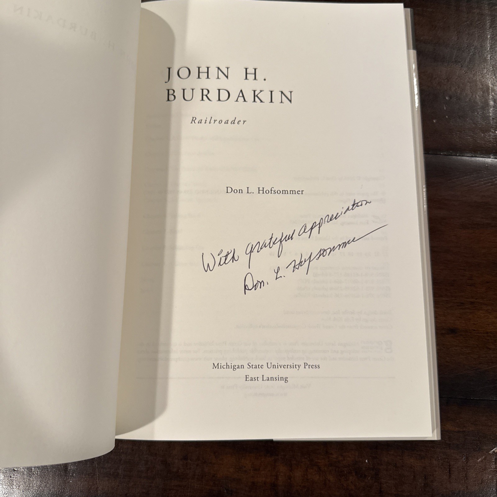 SIGNED John H. Burdakin Railroader By Don L. Hofsommer – Hardcover
