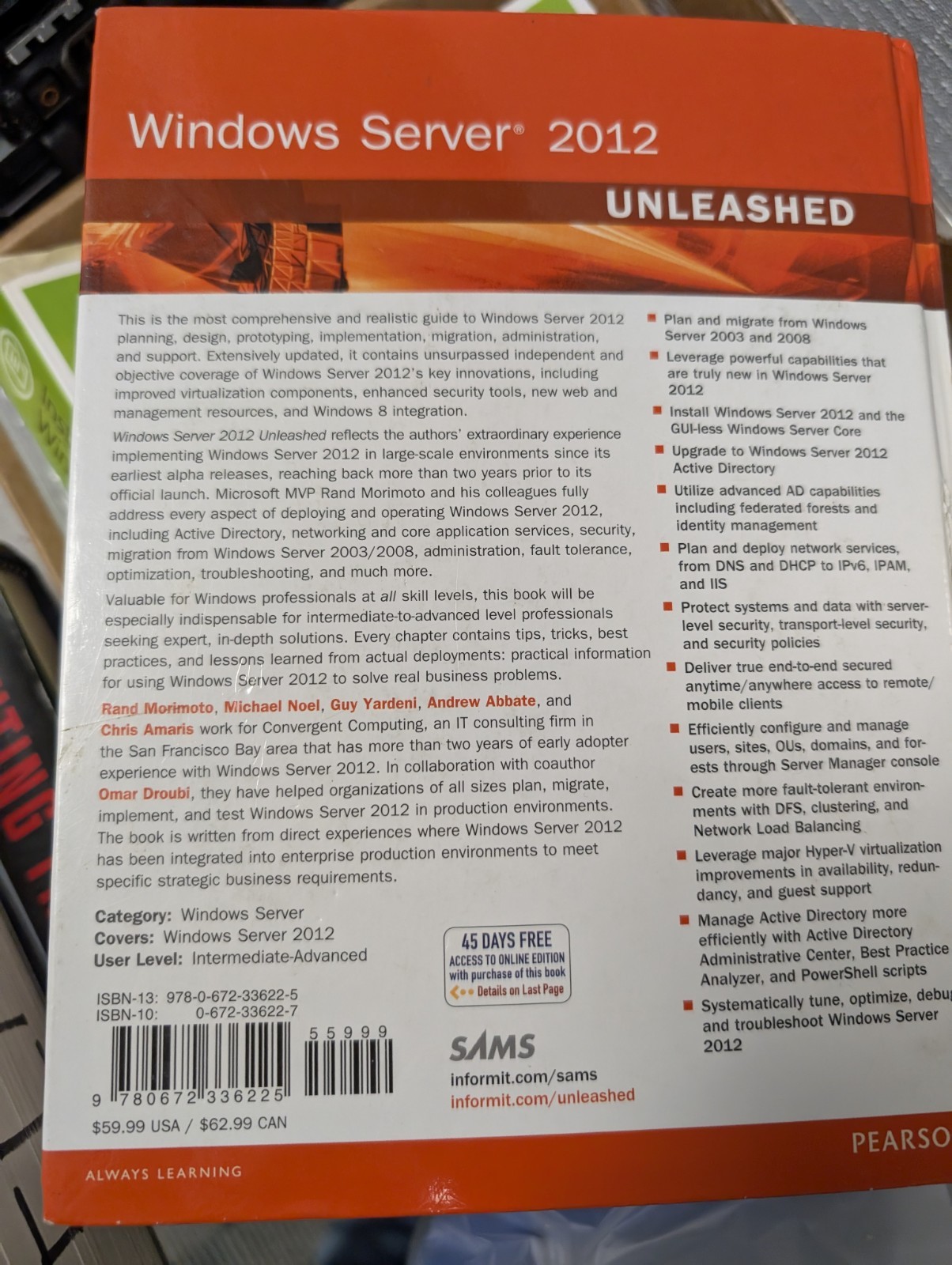 Windows Server 2012 Unleashed by Andrew Abbate, Guy, (2013 edition Hardcover)