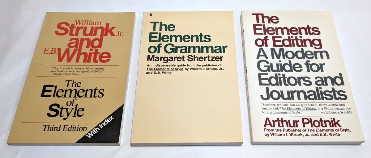 Elements of Style Editing Grammar 3 Pb Books Lot Strunk White Plotnik Shertzer