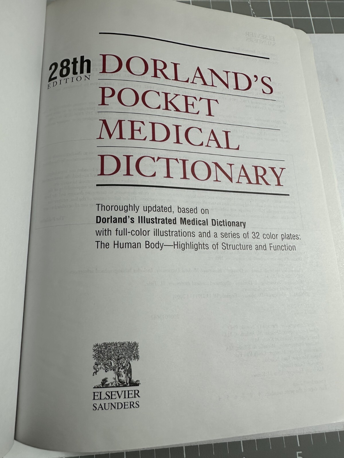Dorland’s Pocket Medical Dictionary (28th Ed) Lots of Color Plates-Like New AA11