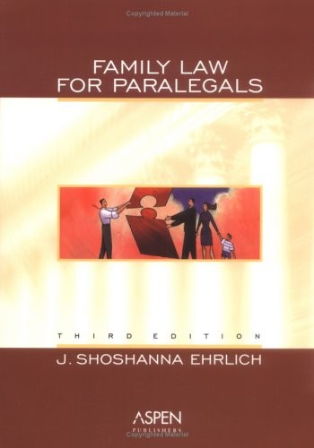 Family Law For Paralegals – Paperback By Ehrlich, J. Shoshanna – VERY GOOD