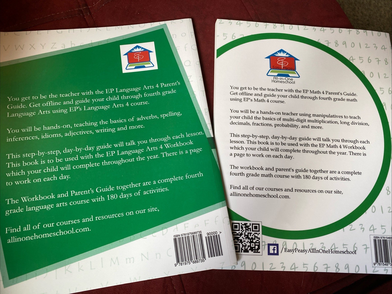 EP Language Arts 4 And Math 4 Parent’s Guides-Lee Giles (Lot of 2 Parent Guides)