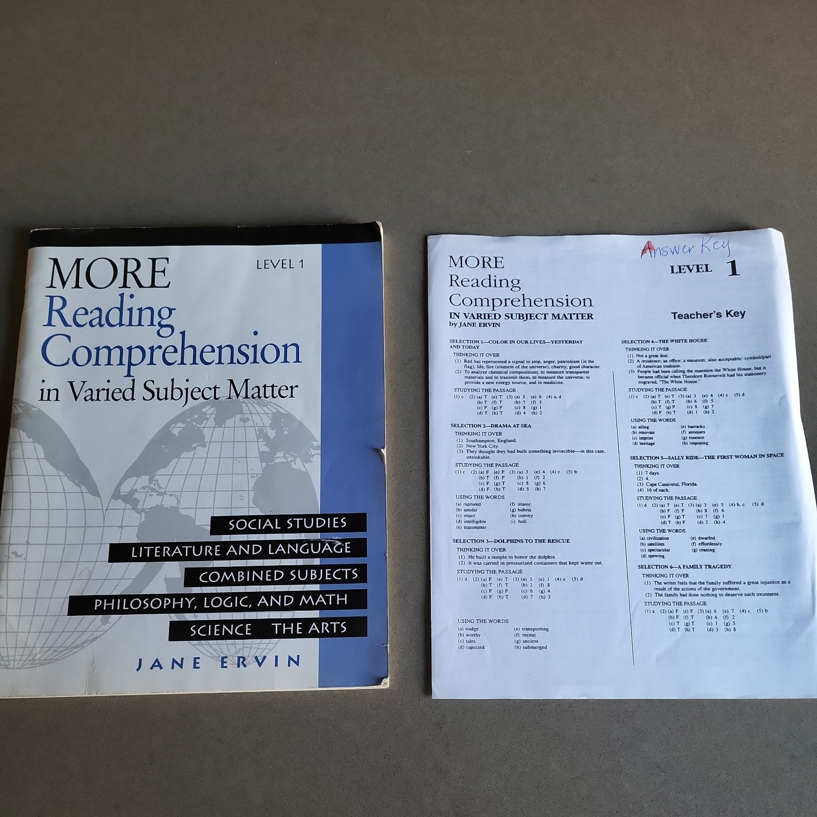 More Reading Comprehension in Varied Subject. Level 1 with Teacher’s Manual