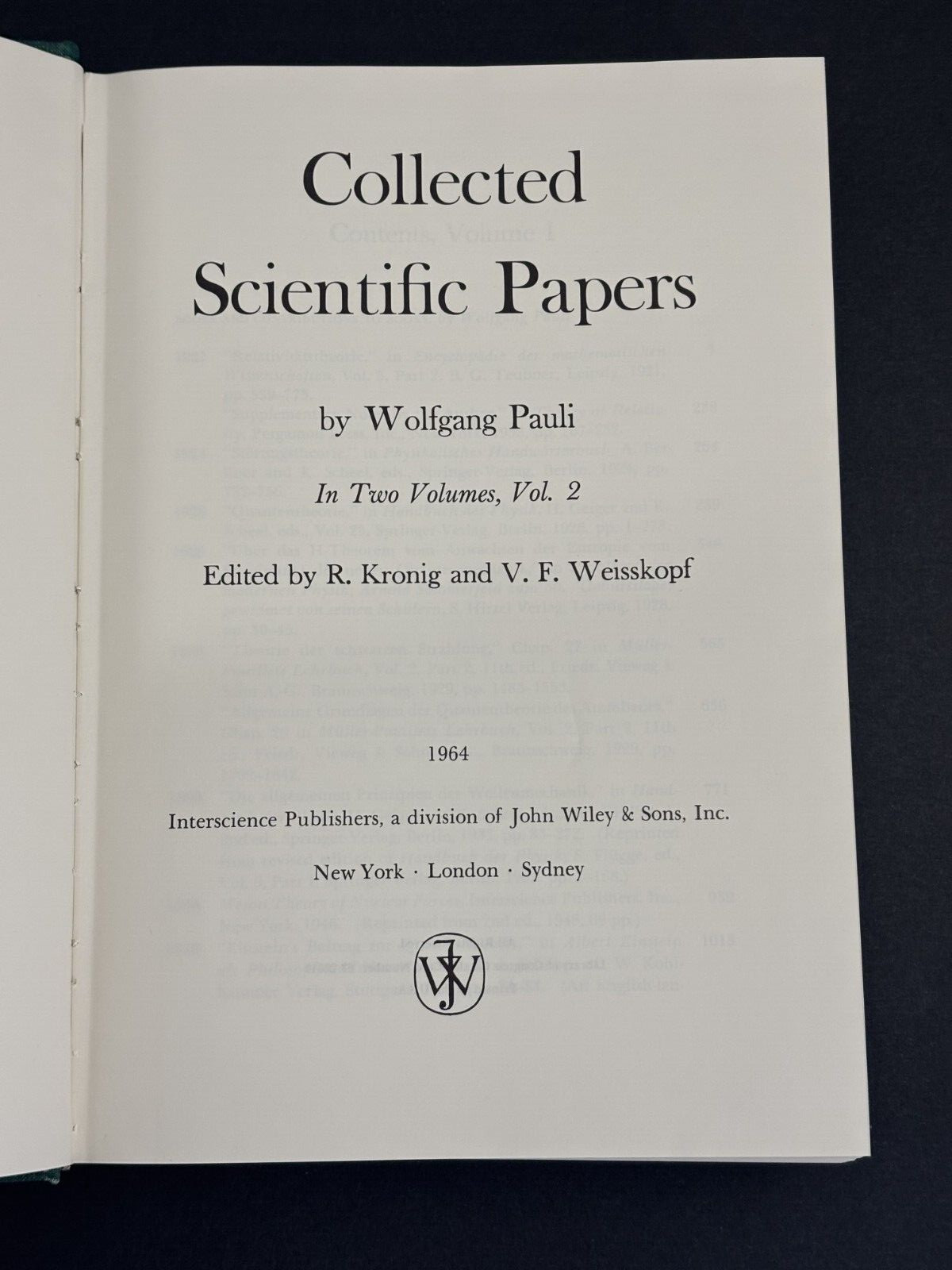 COLLECTED SCIENTIFIC PAPERS BY WOLFGANG PAULI