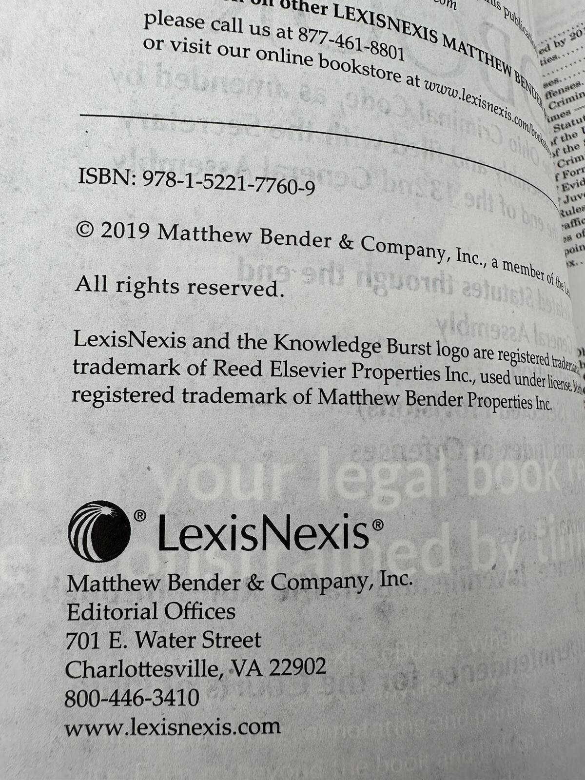 2019-1 Ohio Criminal Law Handbook LexisNexis Rare Paperback