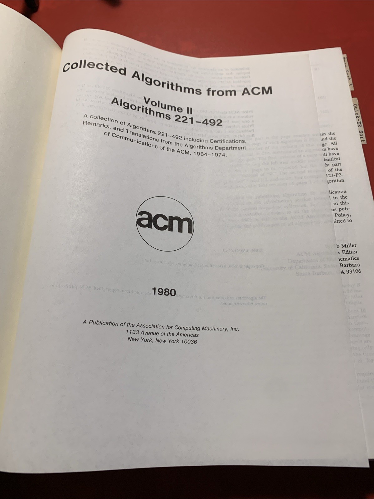 Collected Algorithms From ACM, Vol. 1&2: Algorithms 1-492. 1988