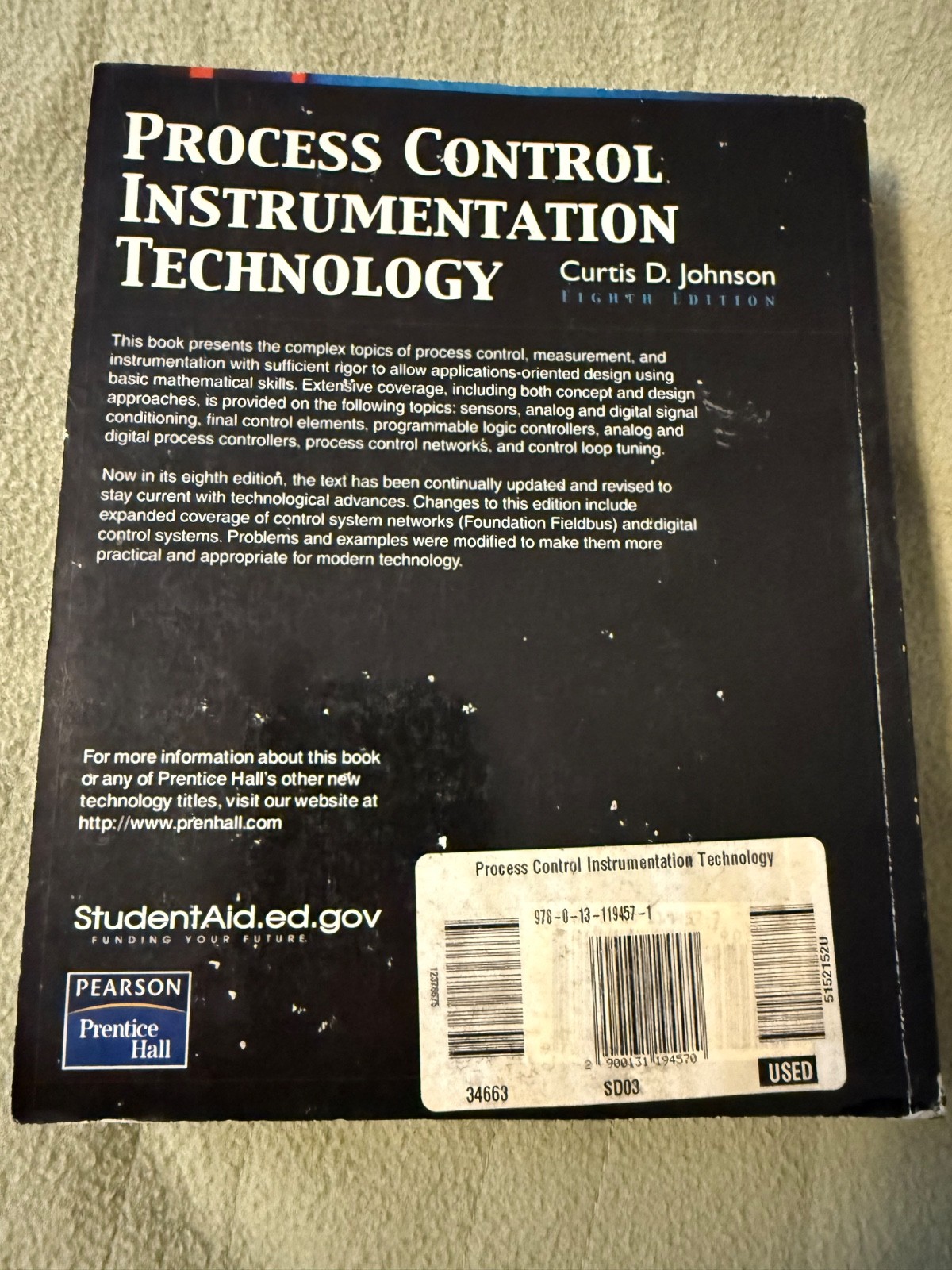 Process Control Instrumentation – Paperback, by Curtis D.Johnson – Good