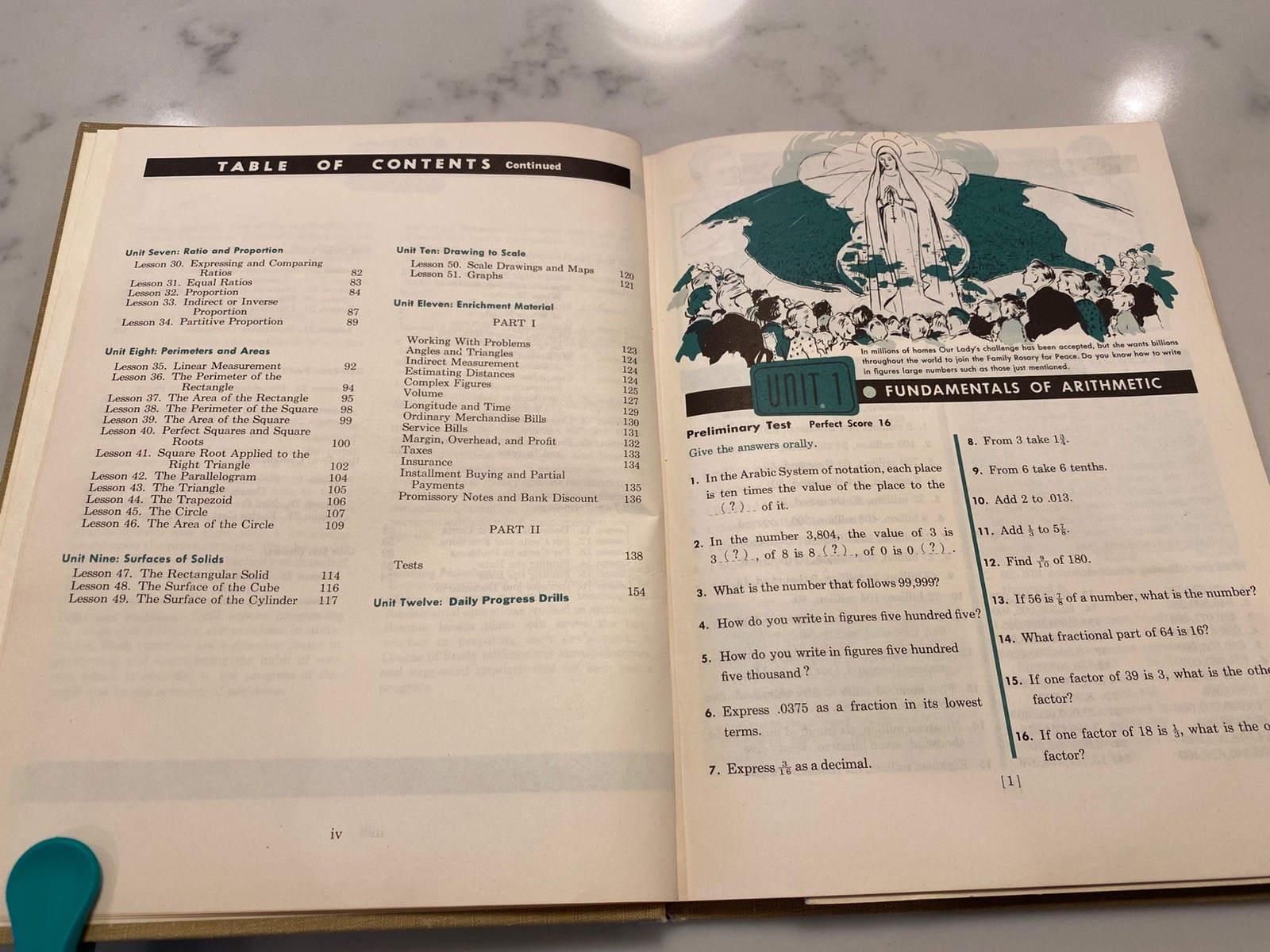 Vintage Progress in Arithmetic Grade 7 Textbook Sadlier 1954