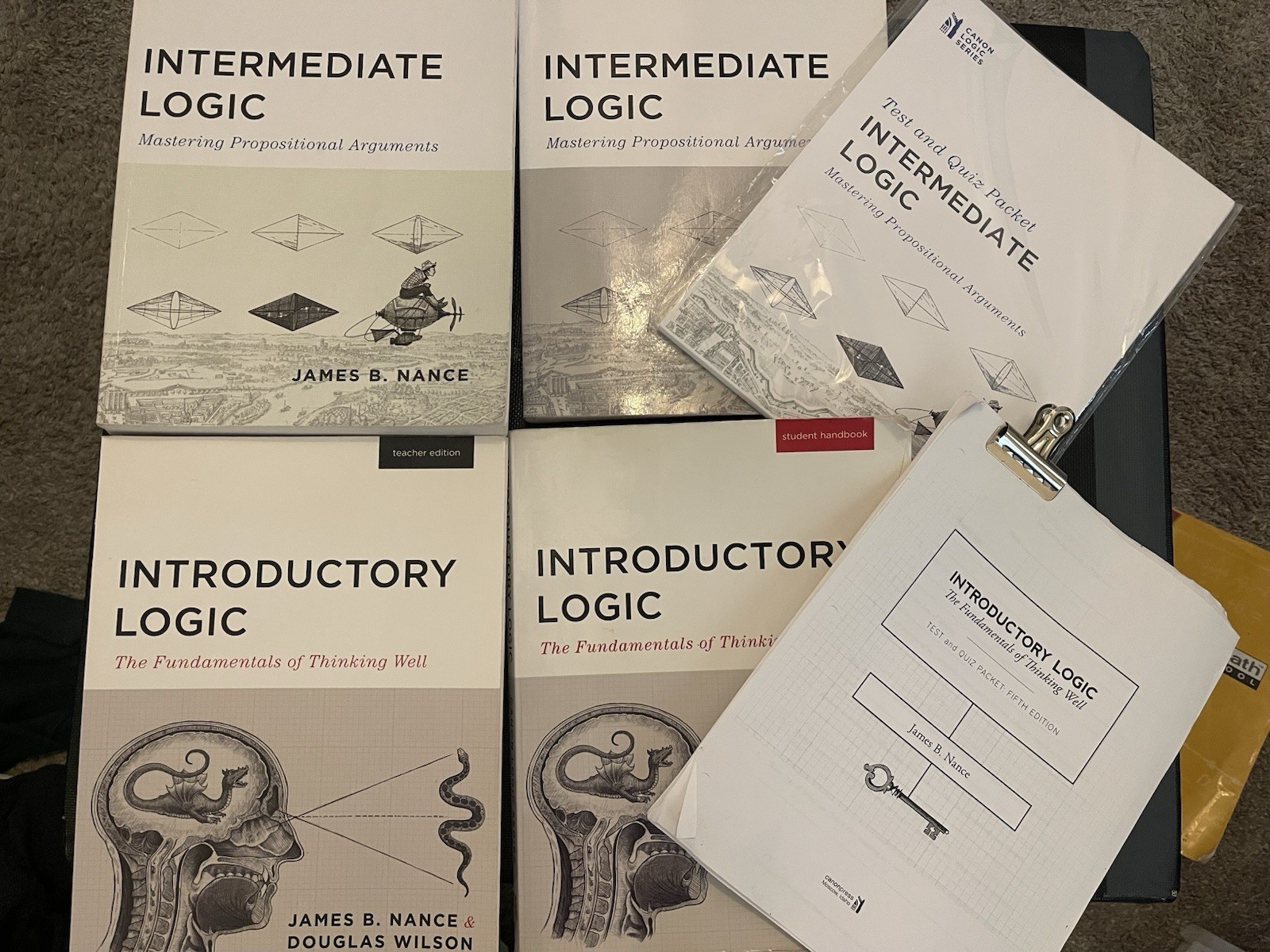 Canon Press Intermediate Logic & Introductory Logic Textbook Set Nance Wilson HS