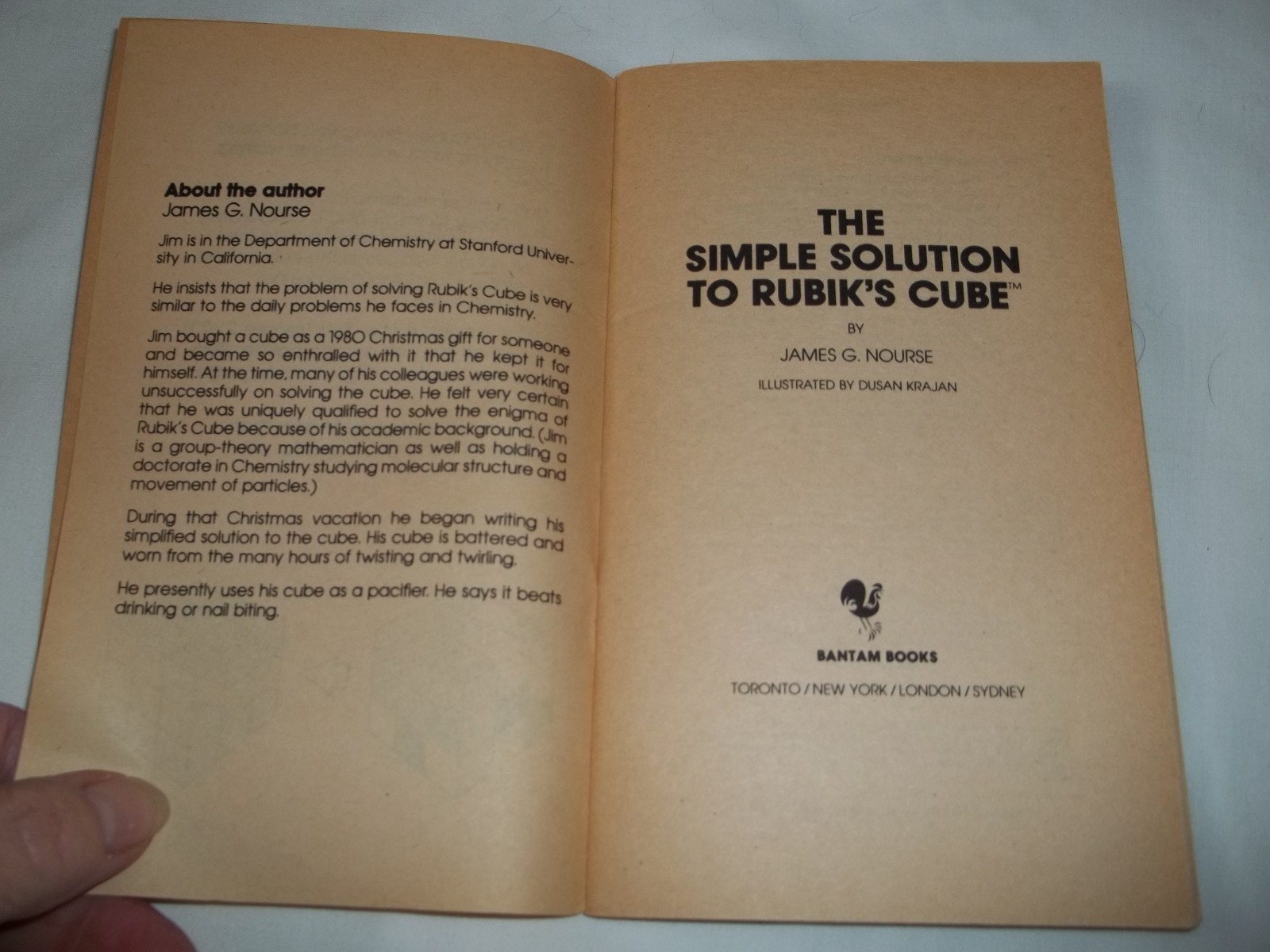 1981 THE SIMPLE SOLUTION TO RUBIK’S CUBE a Bantam Book by James G Nourse