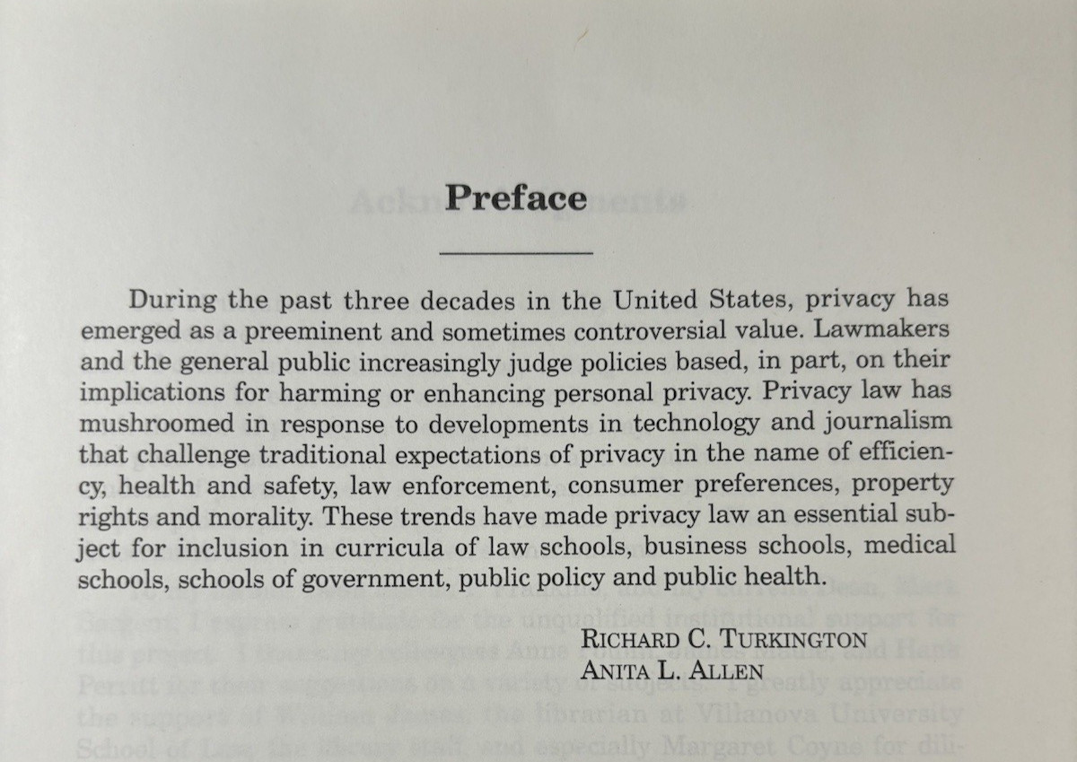 PRIVACY LAW : CASES & MATERIALS By Richard C. Turkington & Anita L. Allen
