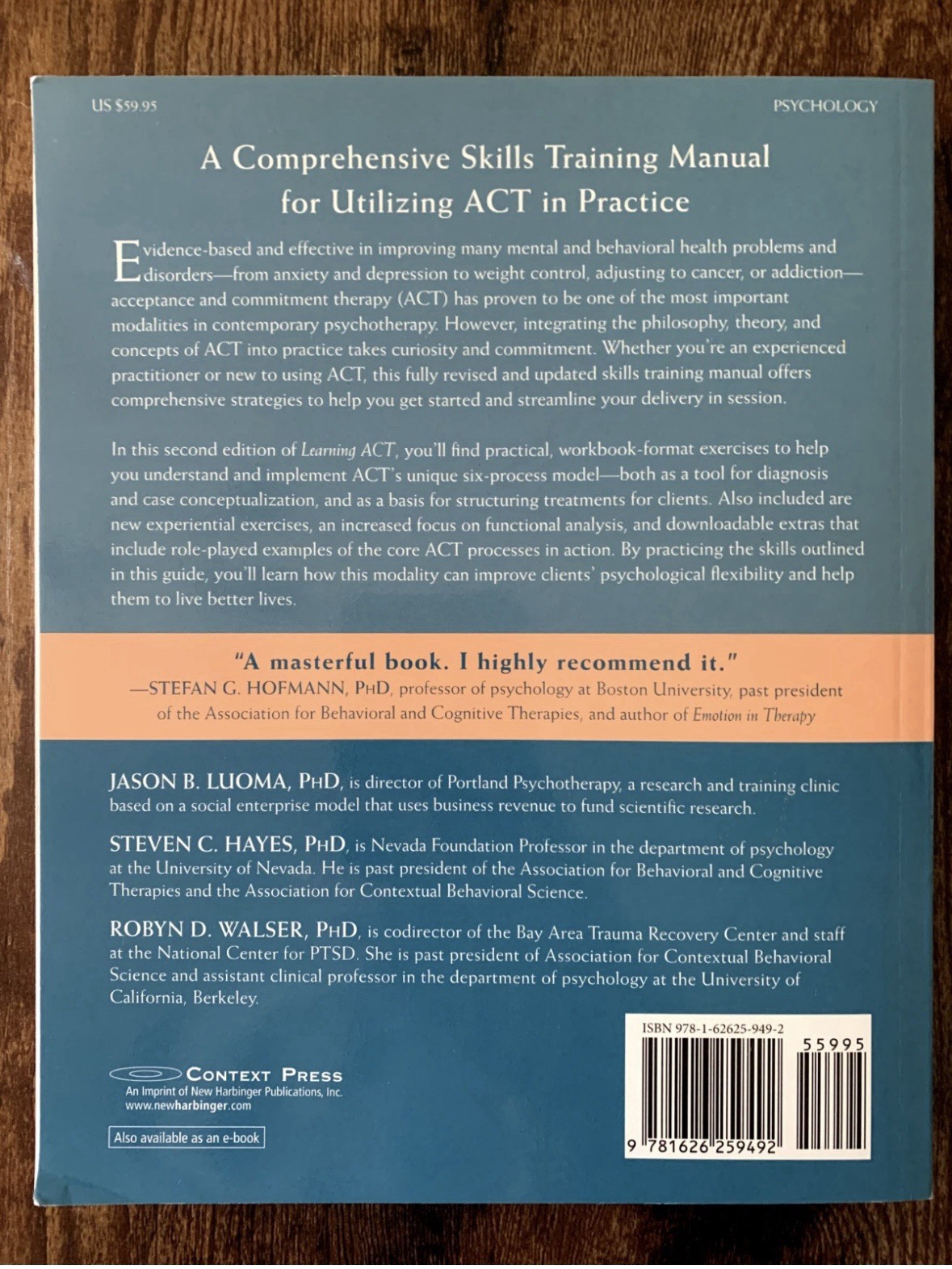 Learning ACT, 2nd Edition : An Acceptance and Commitment Therapy Skills-Training