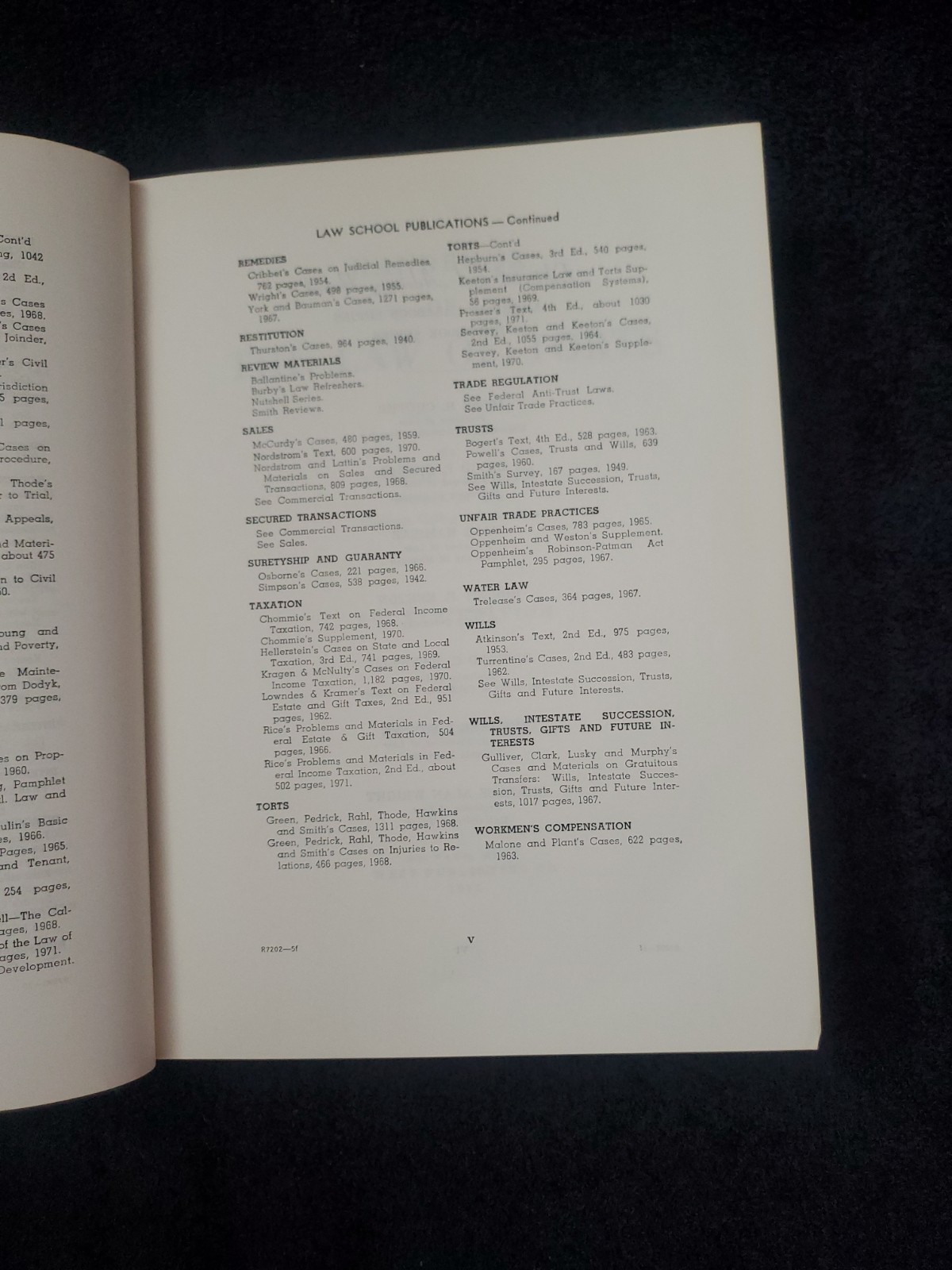 LAW OF TORTS by William L Prosser 1971 Hornbook Series 4th Printing Hardcover