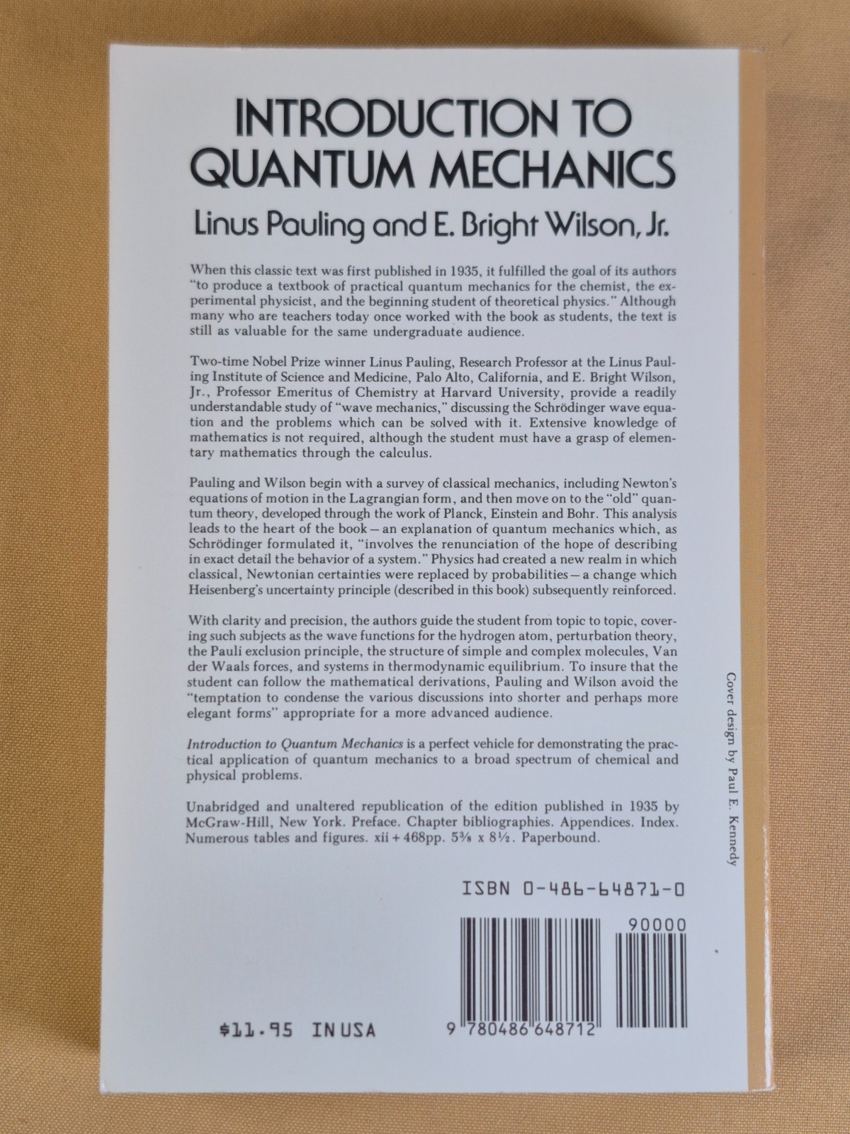 Fine Condition – Introduction to Quantum Mechanics – Linus Pauling – Dover Trade