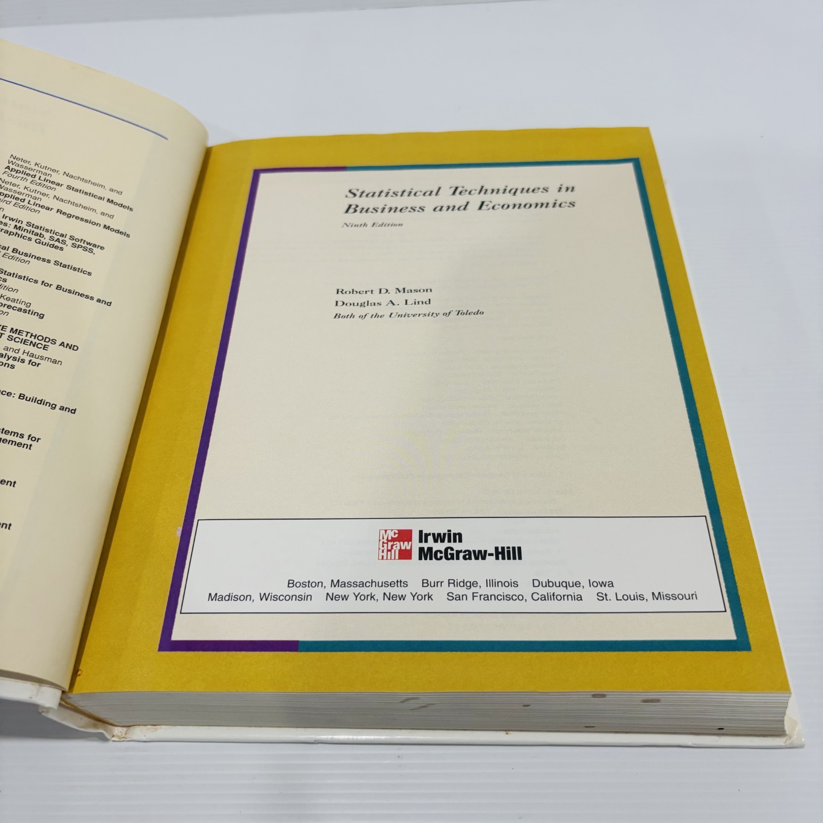 Statistical Techniques in Business and Economics By Robert D Mason, Douglas Lind