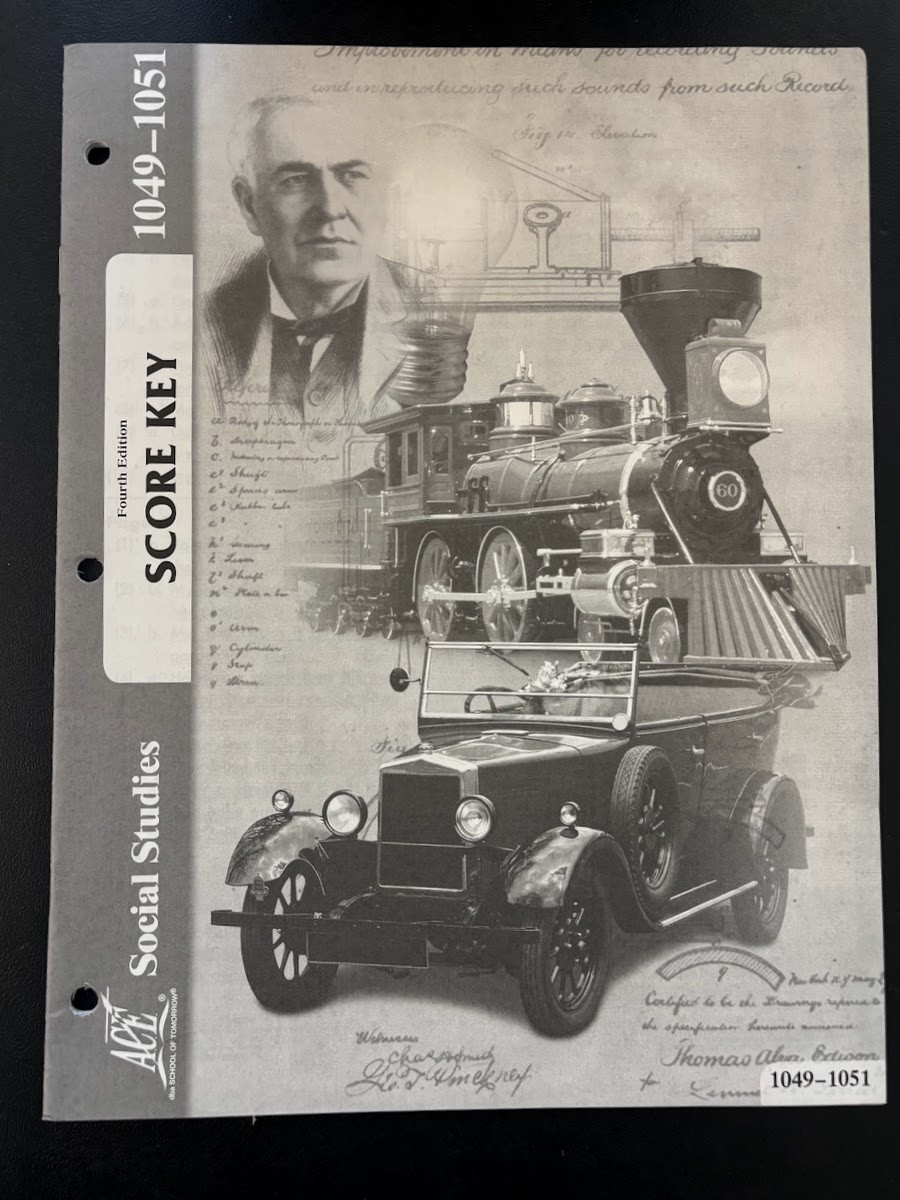 Ace Pace Social Studies Score Key 1049-1051 Homeschool curriculum (4th Edition)