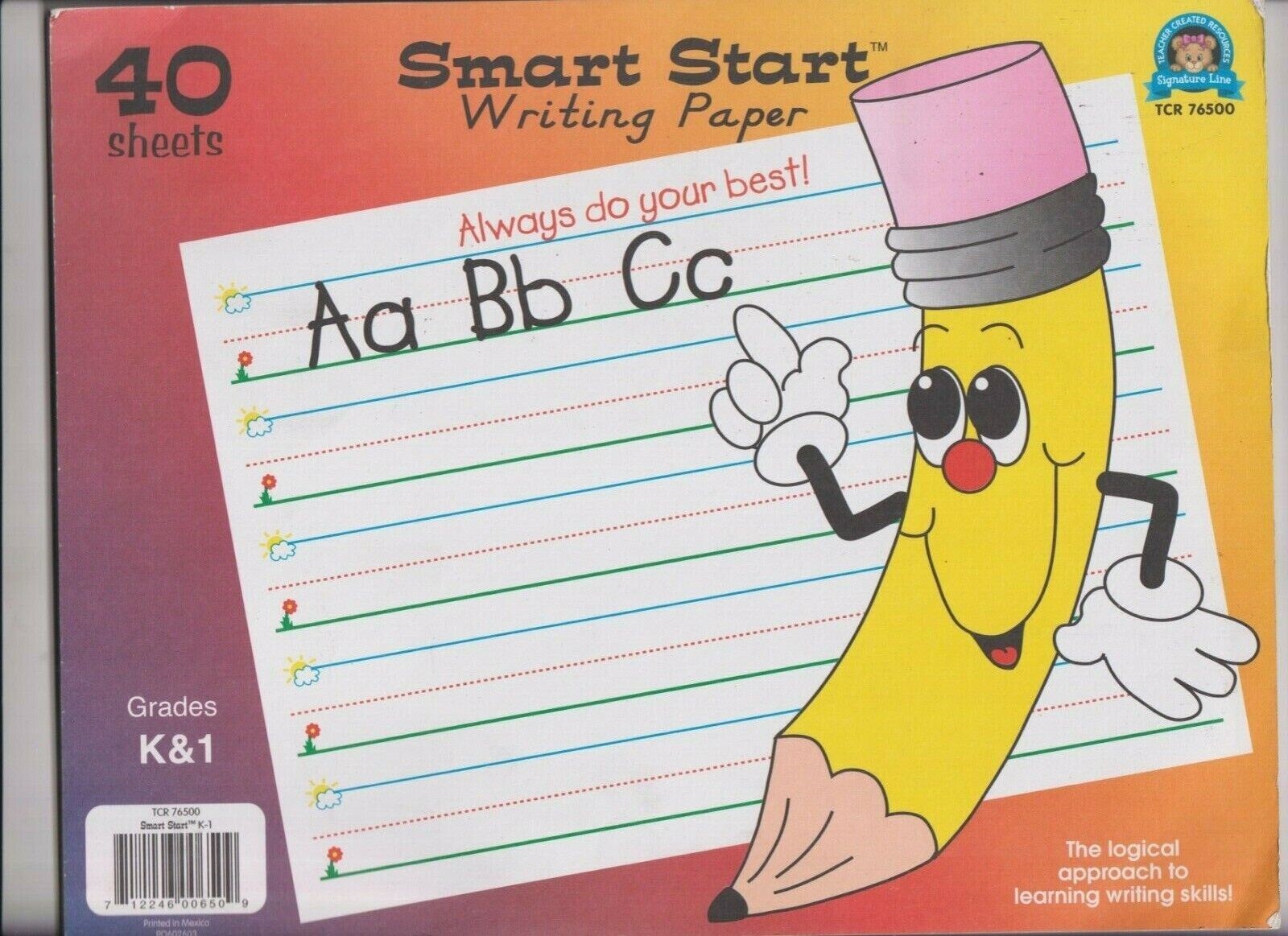 TEACHER CREATED RESOURCES SMART START K-1 WRITING TABLETS *SET OF 3* 120 PAGES