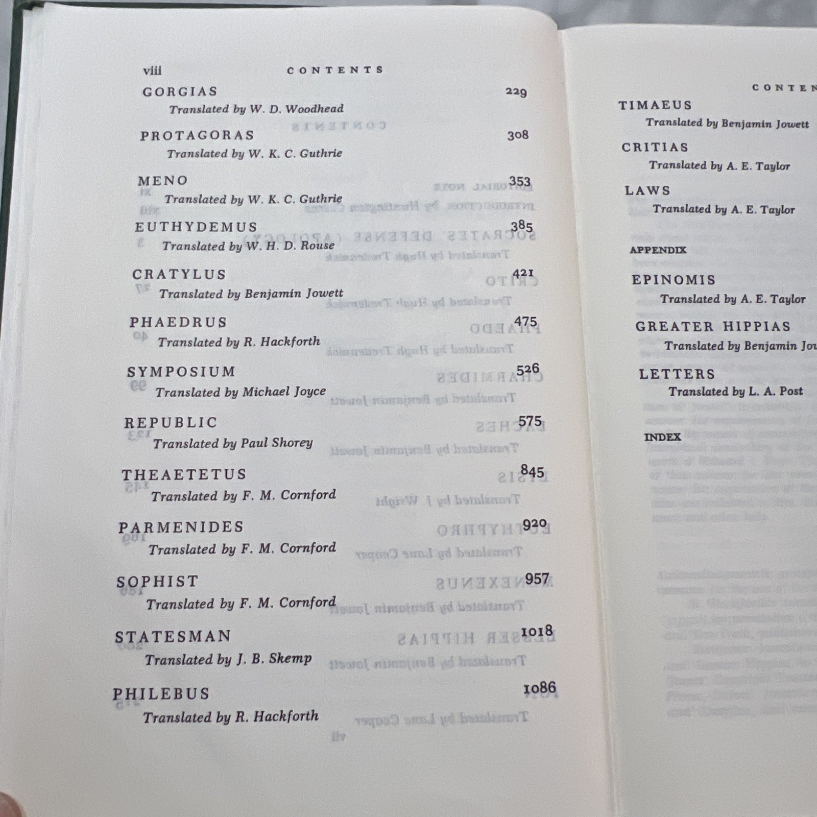 The Collected Dialogues of Plato Including The Letters Introduction & Prefatory
