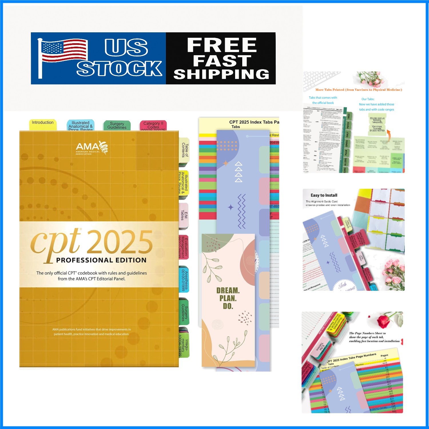 Efficient CPT 2025 Index Tabs with Alignment Guide – Eye-Catching & Long-Lasting