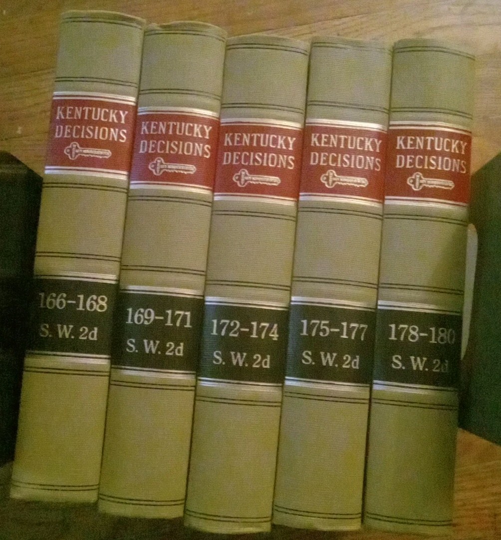 South Western Reporter Second Series Kentucky Decisions 166-180 Revised