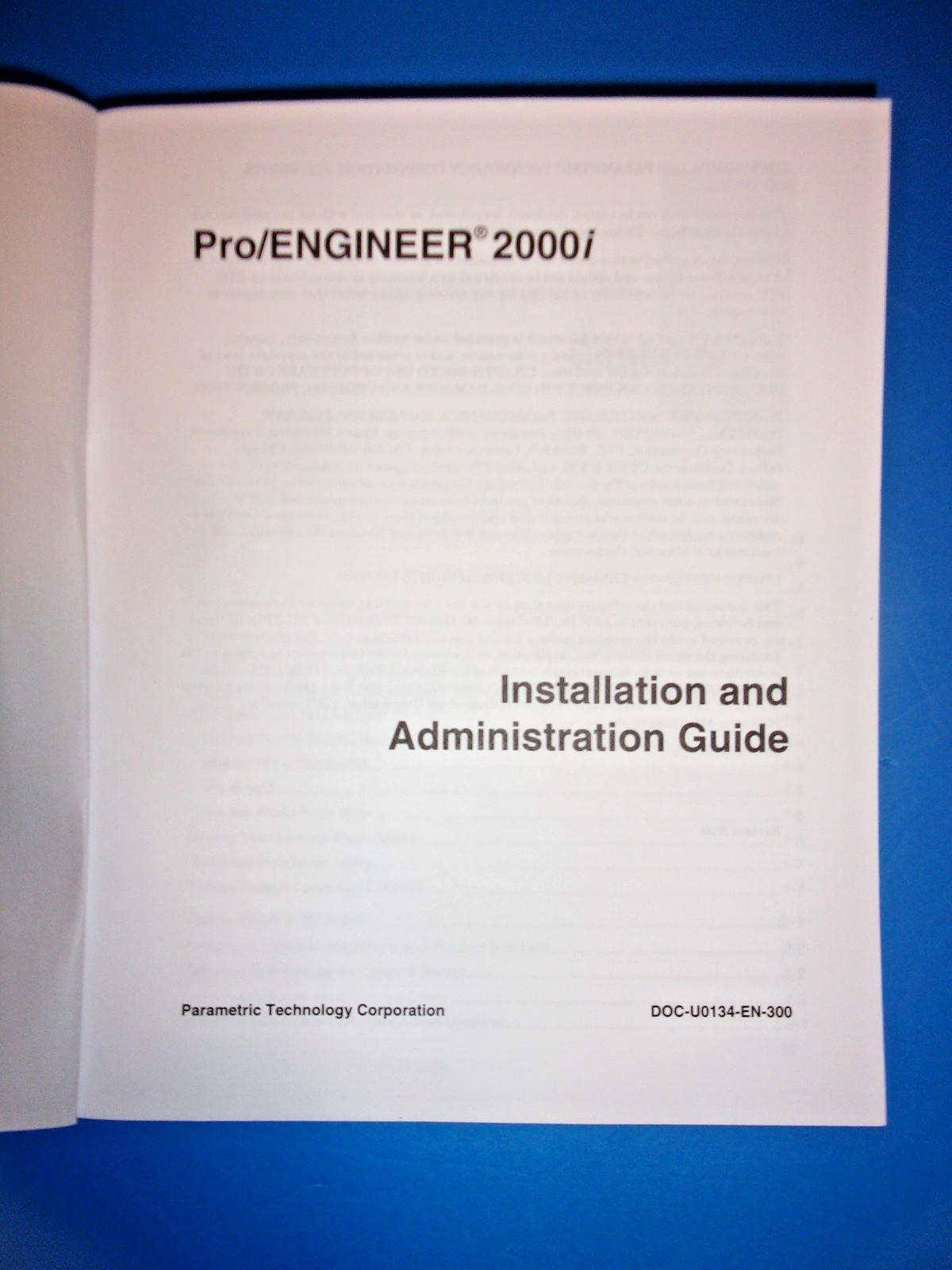 Parametric Technology Corp Pro/ENGINEER Release 2000i Complete Manual Set