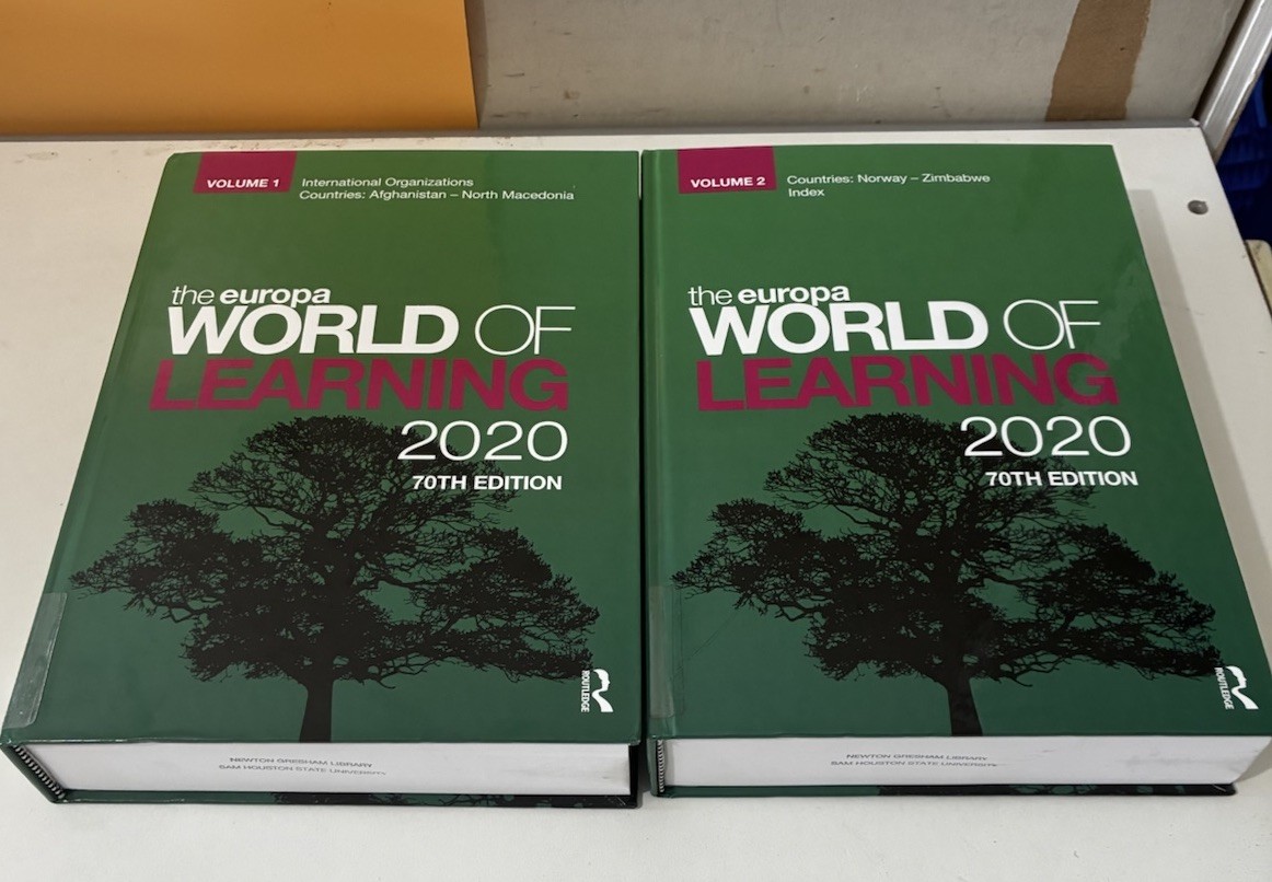 The Europa World of Learning 2020 by Europa Publications Vol 1 & 2 HC Ex-Library