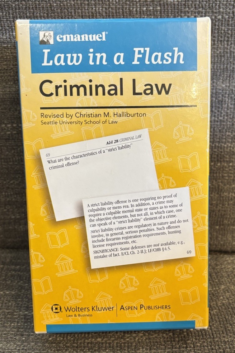 Emanuel Law in a Flash Criminal Law Flashcards Bar Exam Law School New Sealed