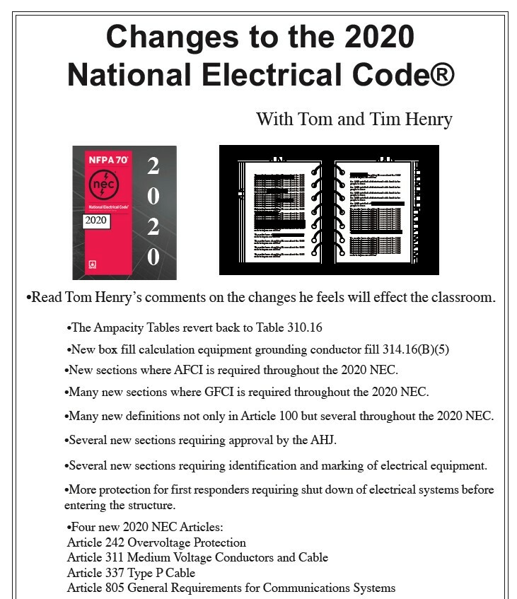 Changes to the 2020 National Electrical Code Paperback – 2020 By Tom Henry