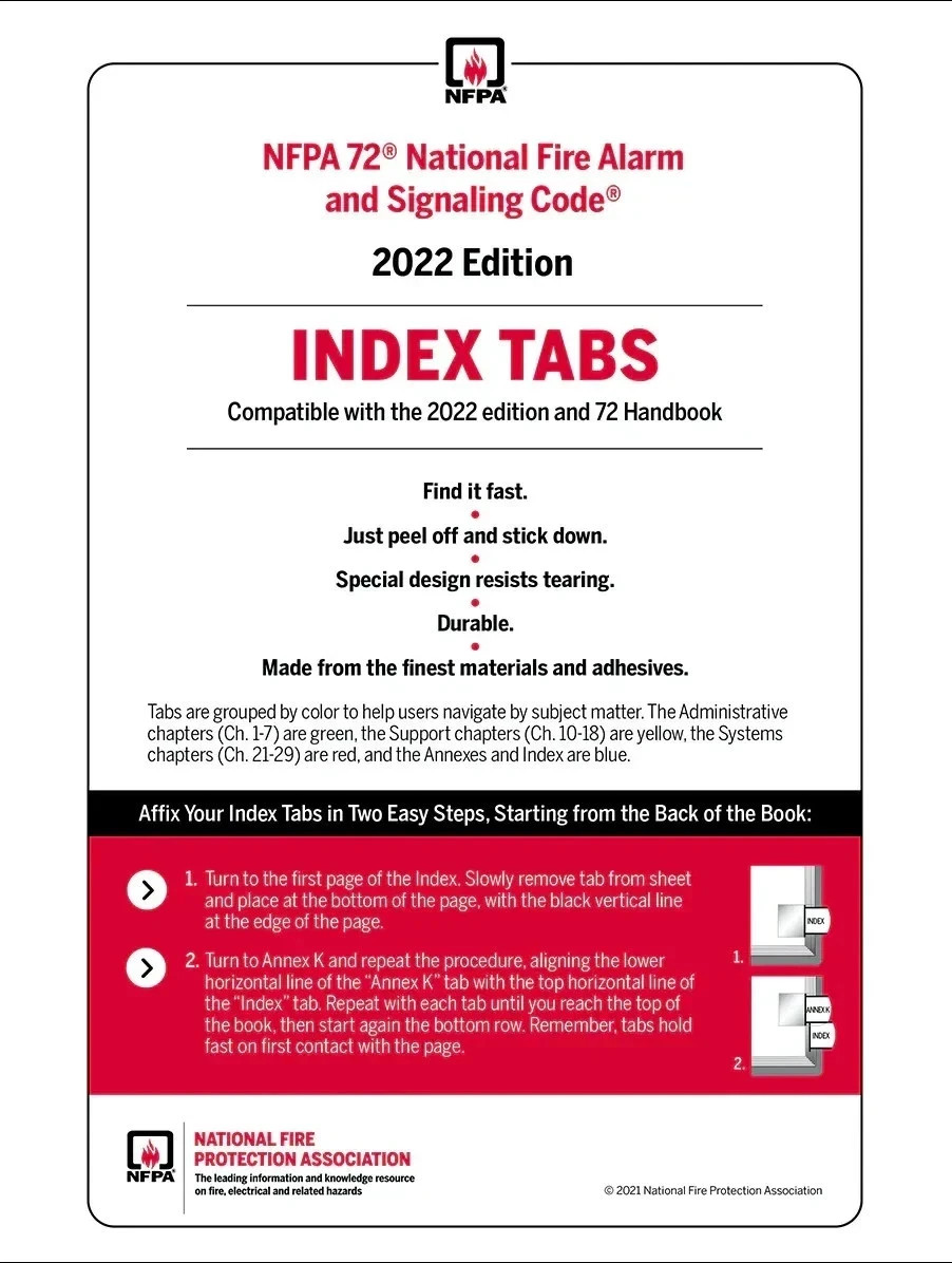 INDEX Tabs – NFPA 72, National Fire Alarm and Signaling Code : 2022